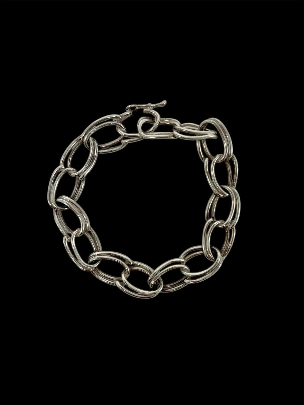 Sterling Silver Double Link Oval Chain Bracelet 8" Peru (24g)
